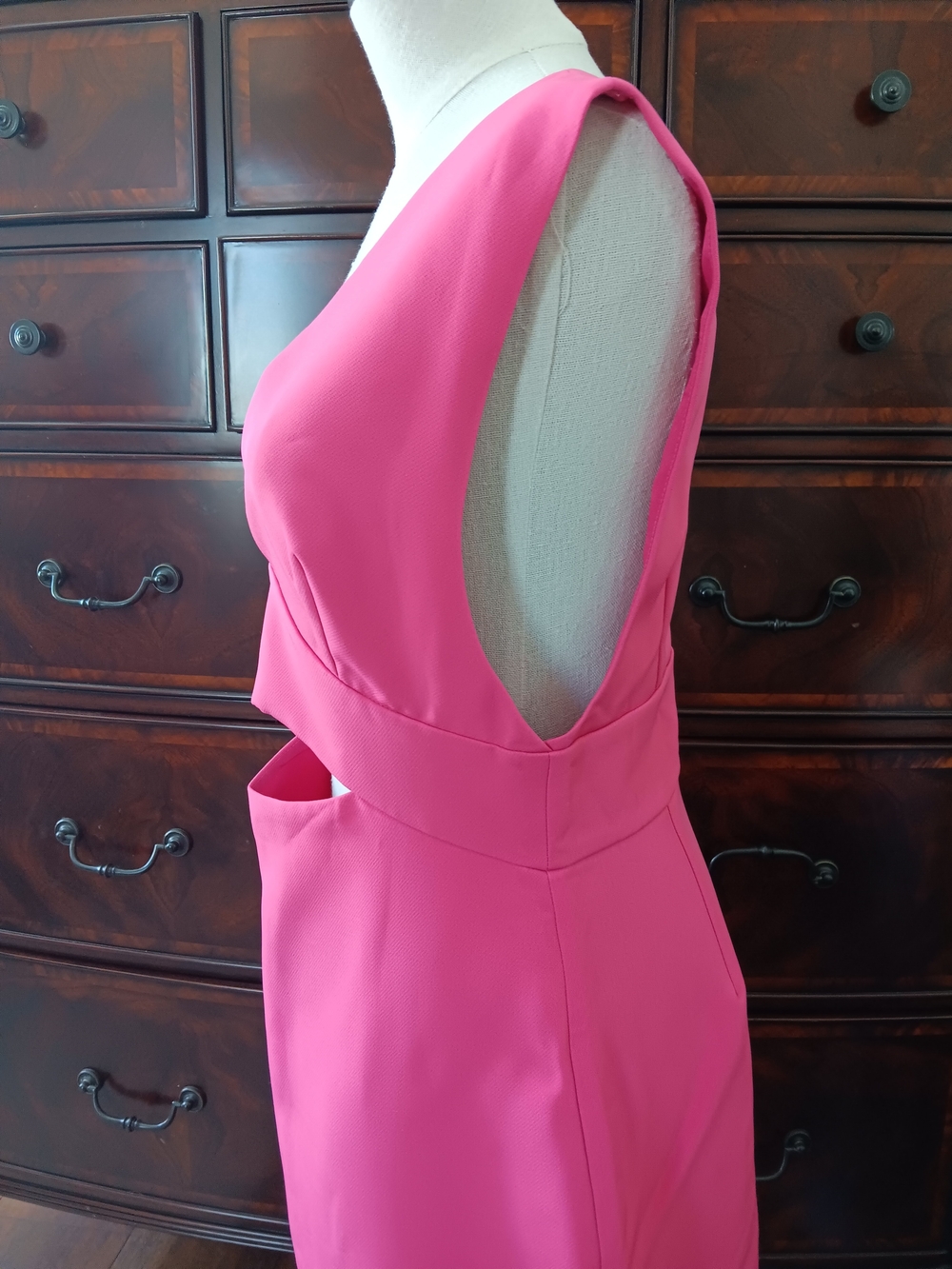 Endless Rose Hot Pink V-Neck Mini Dress with Waist Cutout - Picture 4 of 10
